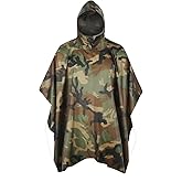 Fousam Camo Rain Poncho, Multi Use Waterproof Rain Coat
