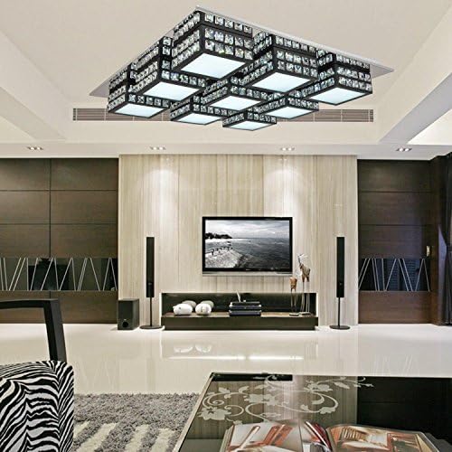 Simple and elegant LED 9-head modern crystal ceiling light for living room, LED acrylic bedroom ceiling lights (black)