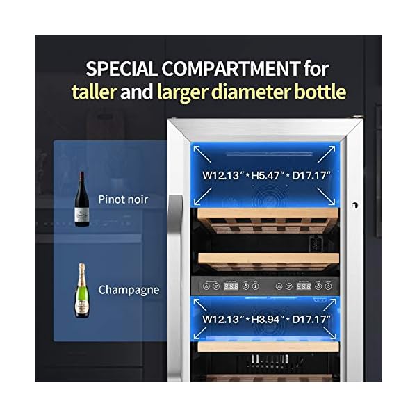 Karcassin-15-inch-Wine-Cooler-Refrigerator-Update-Version-Compressor-Wine-Bottle-Chiller--Dual-Temp-Zones--Stores-upto-28-Bottles