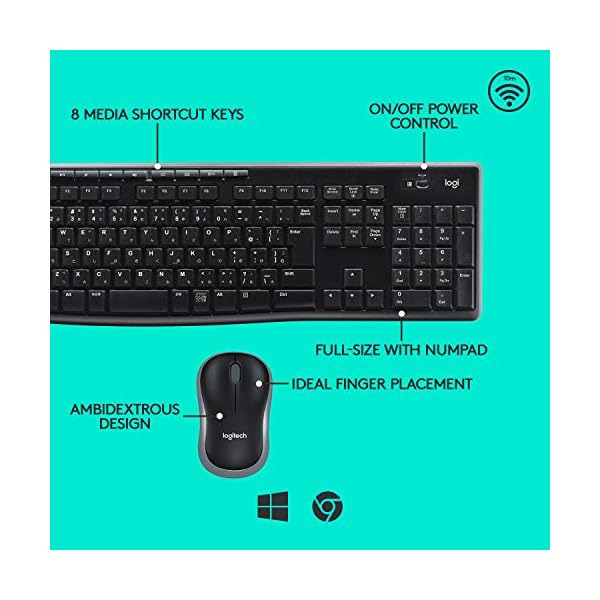 Logitech-MK270-Wireless-Keyboard-and-Mouse-Combo-for-Windows-24-GHz-Wireless-Compact-Wireless-Mouse-8-Multimedia-Shortcut-Keys-2-Year-Battery-Life-PCLaptop-QWERTY-UK-Layout-Black Logitech MK270 Wireless Keyboard and Mouse Combo for Windows, 2.4 GHz Wireless, Compact Mouse, 8 Multimedia and Shortcut…