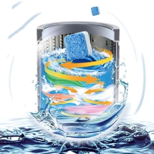 Kit 20 Pastilhas Efervescentes para Limpeza de Máquina de Lavar – Limpeza Profunda Antibacteriana, Remove Mau Cheiro e Resíduos – Fácil de Usar – Compatível com Tampa Frontal e Superior