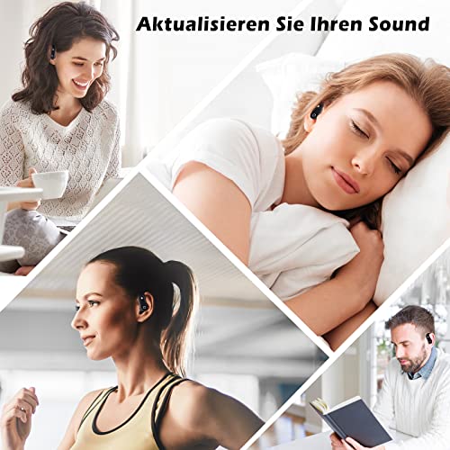 ENUOSUMA Bluetooth Kopfhörer Sport Kabellos, TWS True In-Ear Ohrhörer Wireless mit ENC Mikrofon, Premium Typc-C Headsets 48 Std Digitale LED Ladebox Deep Bass für Laptop/Smartphone/PC, Schwarz