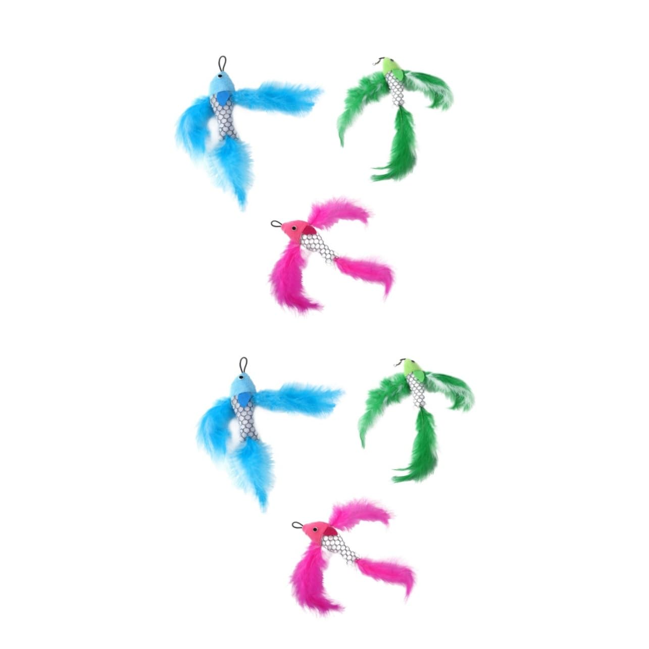 Kisangel 6 Pcs Replacement Head for Cat Teaser Toy Refill Cat Wand Head Pole Interactive Toy Kitten Plaything s Teasing Toy Animal Kitten Fish Toy Plush Fishing Pet