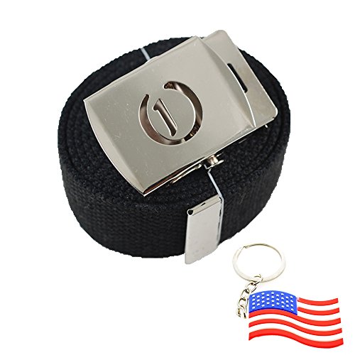 BodyJewelryOnlineOld English Initial O Canvas Military Web Black Belt & Silver Buckle 60 Inch