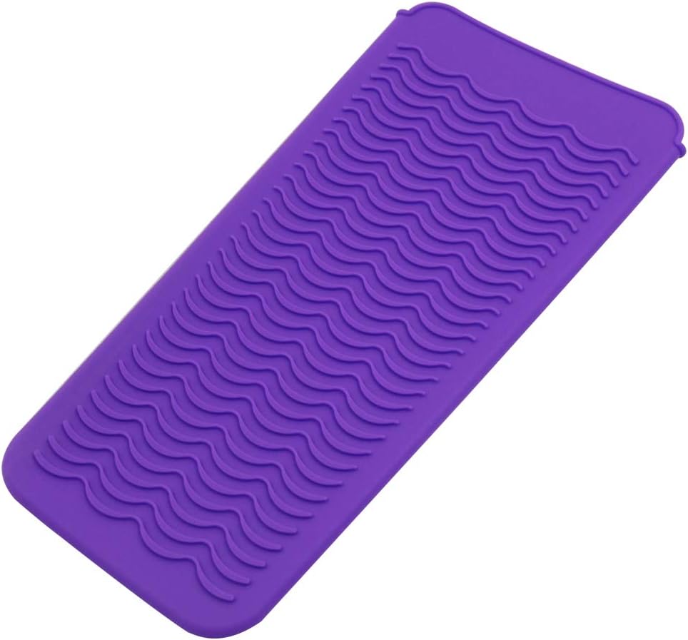 Heat Resistant Silicone Mat Pouch for Flat Iron, Curler Wand, Hot Waver, Salon Tools Appliances, Portable Styling Heat mat, Curling Iron pad Cover, Hair Straightener Travel Bag Case (1Purple): Health & Personal Care