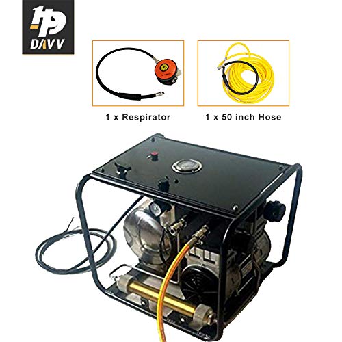 HPDAVV 110V 1100W for Scuba Hookah Diving Air Compressor 115psi Electronic Pump with 15ft Hose & Respirator,Two Air Outlets