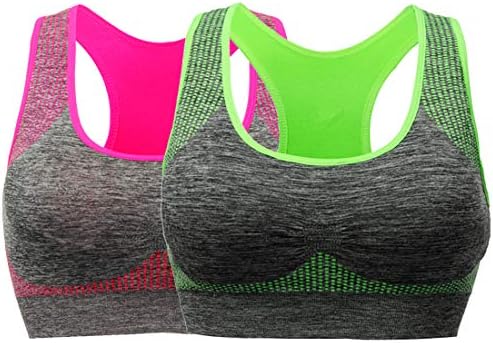 LYKOXA Sports Bra, Padded Seamless Racerback Sports Bras for Women - Workout Yoga Gym Fitness Activewear Bra