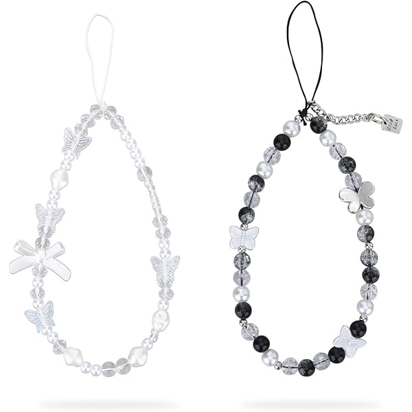 4pcs Phone Charms Strap, 4 Styles Butterfly Bow Knot Pearl Phone - View #7