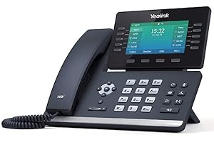 Yealink T54W IP Phone, 16 VoIP Accounts. 4.3-Inch Color Display. USB 2.0, 802.11ac Wi-Fi, Dual-Port Gigabit Ethernet, 802.3af PoE, Power Adapter Not Included (SIP-T54W)