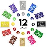 12 Color Craft Ink Pad Rubber Stamps Partner Set Washable for Stamping Teachers Kids Baby Prints Scrapbooking Fingerprinting Card Making