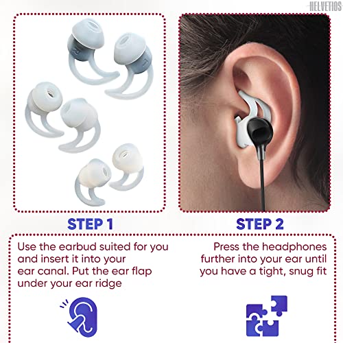White Earbud Replacement Tips Pairs Ear Hooks for Noise