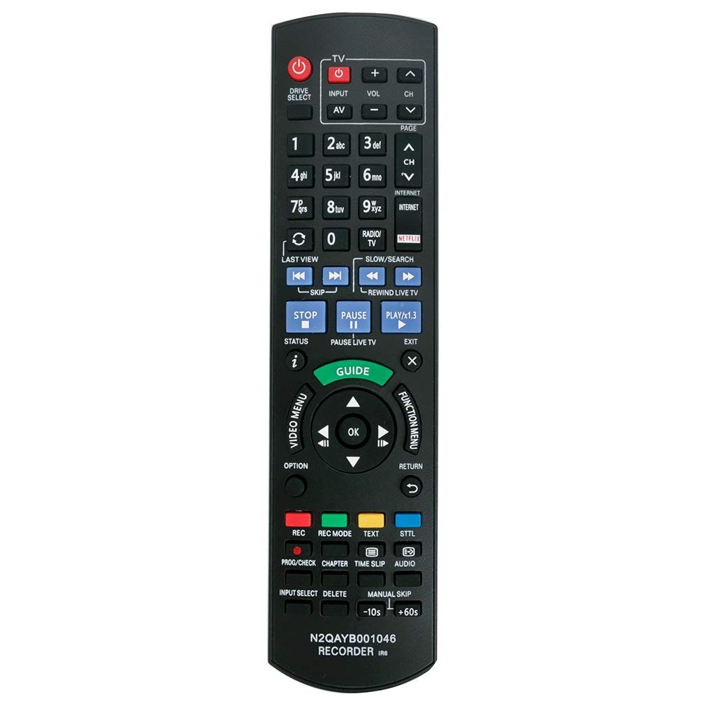 VINABTY N2QAYB001046 N2QAYB000759 Remote Control Replacement fit for Panasonic Blu-ray Recorder DMR-BCT750 DMR-BWT750 DMR-BWT735 DMR-BCT950 DMR-BWT720 DMR-BST750 DMR-BCT850 DMR-BST820 DMR-BST720