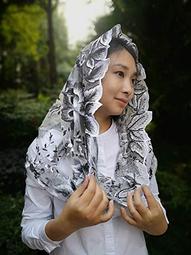 floral embroidery church veil latin mantillas chapel infinity veil Y040