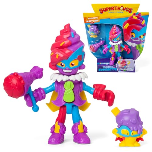 SUPERTHINGS RIVALS OF KABOOM – Kazoom Kids. Figurine articulée Sourbette Issue de la série animée Things: Les Héros de Kaboom City. Contient 1 Kazoom Kid, 1 Things Exclusif, 1 Accessoire