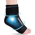 Comfpack Ankle Ice Pack Wrap for Swelling, Foot Ice Pack Wrap for Injuries Reusable, Hot Cold Therapy Ice Sock for Plantar Fasciitis Relief, Achilles Tendonitis, Sprain, Surgery, Heel Pain, Black