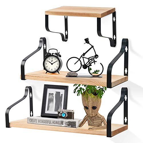 Floating Shelves for Wall, Rustic Wood Floating Shelf Set of 3, Shelves