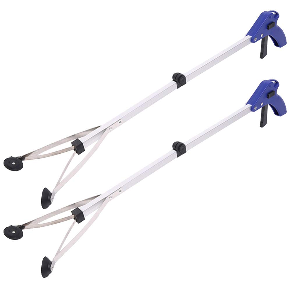 Balacoo 2 Pack Foldable Reacher Grabber Tool, Long 32 Foldable Extender Gripper Tool, Suction Cups for Precise Work, Claw Trash Garbage Picker, Garden Nabber, Mobility Aid Pick Up Tool