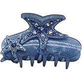 Colrful Gemstone Starfish Hair Clip,Acetate Claw Clips,Hair Clips for Women,Blue
