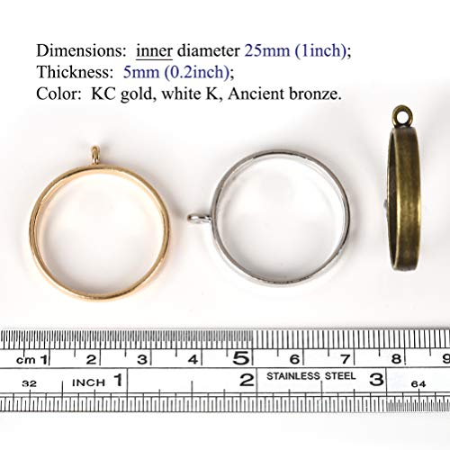 OBSEDE Round Frame Pendants Bezel Charms Open Back Bezel Hollow Mold Pressed Flower for Resin Earrings Necklace 25mm 30pcs