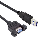 cablecc 5Gbps USB 3.0 Male to Female Type-A Panel Type Header Cable Connector with Screws 30cm