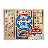 Melissa & Doug Deluxe Wooden Stamp Set - ABCs 123s (Arts & Crafts, 4-Color Inkpad, 70 + Pieces, Great Gift for Girls and Boys - Best for 4, 5 and 6 Year Olds)