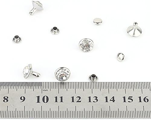 100 Sets Rhinestone Rapid Studs Round Metal Rivets Punk Decor for leathercraft Bag Shoes Bracelet (10mm)