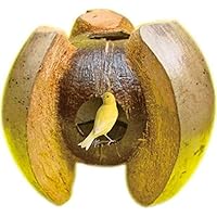 Hamiledyi Bird Nest Natural Coconut House Parrot Hideout Toy for Parakeet Finch Nesting Box Breeding Nest