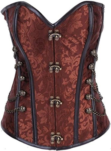 BADI NA Retro Steampunk Overbust Corset Steel Boned Waist Cincher Bustier Body Shaper