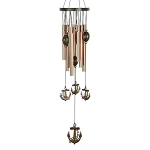 Beisky Wind Chimes Outdoor Deep Tone 24" Rust-Proof Copper Amazing Grace Wind Chimes with 9 Metal Tubes Wind Chime for Garden Patio Patio Yard and Home Decoration