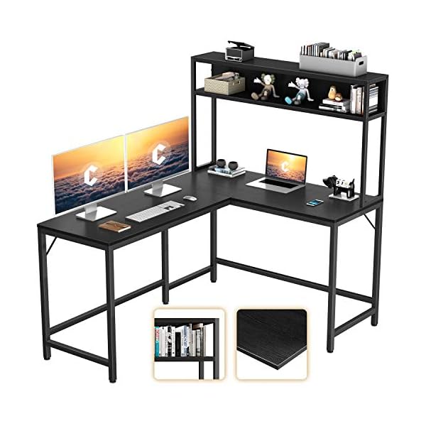 CubiCubi LShaped Desk with Hutch,59" Corner Computer Desk,Home Office