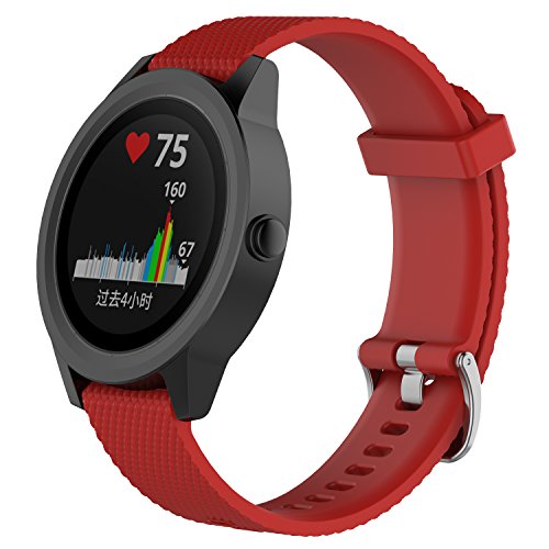MoreToys Silicone Watch Band Replacement Wristband Strap for Garmin Vivoactive3/Vivomove HR/Vivomove, Smasung Gear Sport/S2 Classic, Moto 360 2nd Gen 42mm, Tiwatch e/tiwatch 2 (Small, Red) - Thumbnail 3