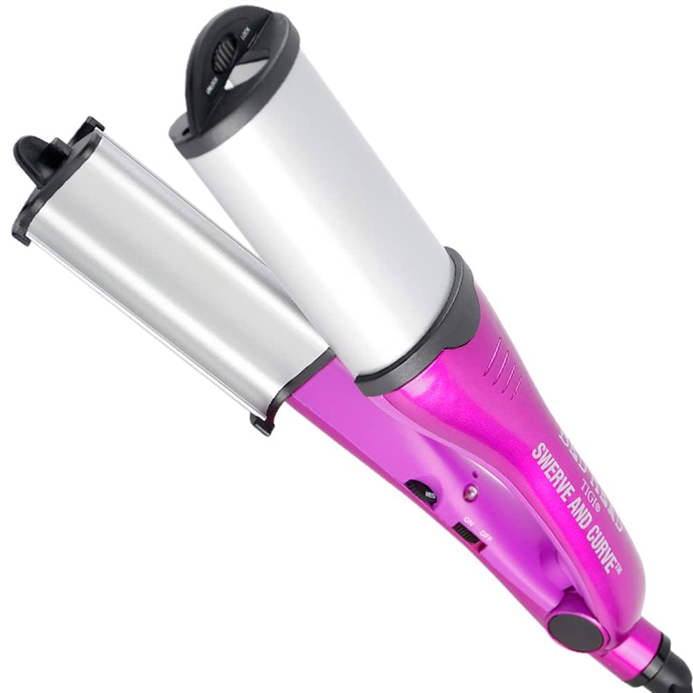 Photo 1 of Bed Head 1 Inch Ceramic Curling Iron Crimper Waver for Beach Waves, Deep Waver Hair Curler with 3 Barrels, Tourmaline Ionic Curling Wand, Dual Voltage, Anti-Scald, Fast Heat, Easy for Women