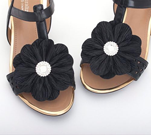 Women Black Fabric Flower Shoe Clips,Dress Shoe Clips, Prom Shoe Clip,Women's Shoes