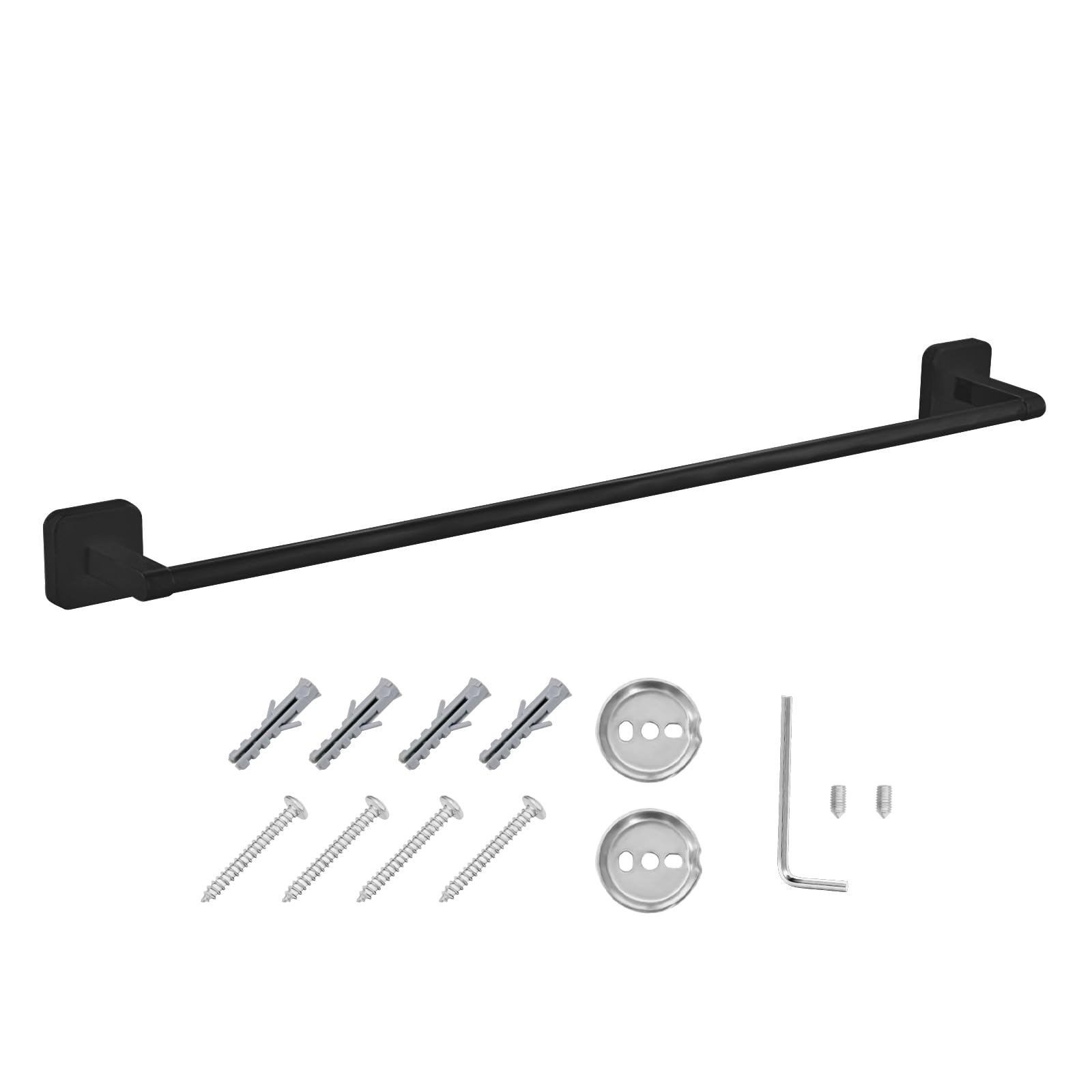 JASSFERRY Wall Mounted Towel Rail 600 mm Single Mount Bath Towel Storage Bar Rod Black