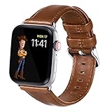 KADES for Apple Watch Band 42mm, Leather for Apple Watch Band 44mm Series 4 iWatch Bands 42mm (Brown, with Silver Hardware)