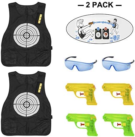 OFUN 2 Packs Kids Tactical Vest Kit for Nerf Toy Guns, 4 Toys Squirt Pistols and 2 Safety Goggles for Home Group Games PK - Magical Color Changing Vest