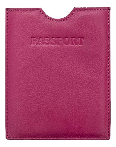 Prime Hide RFID Blocking Soft Leather Passport Holder, Slip-in Design, Secure RFID Protection, Fits EU/UK Passports(Berry)