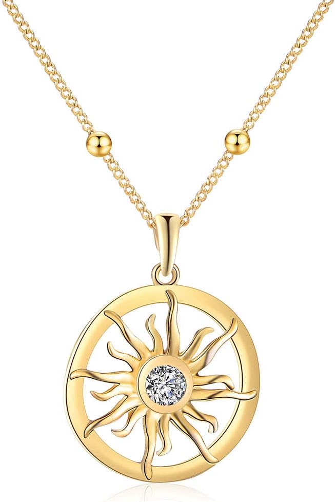 Gold Pendant Necklace for Women Ball Chain Yin Yang Lucky Necklaces for Girls