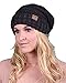 Funky Junque Women's Warm Soft Oversized Winter Chunky Cable Knit Slouchy Beanie Hat - an Onyx Black Tricolor Mix