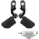 FOVPLUE Short Angled Adjustable Highway Pegs w/Mounts for Harley Touring | 1.25" Highway Footpegs for Street Glide Electra Glide Road King Softail CVO Dyna Sportster w/1-1/4" Engine Guard,Black#2