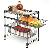 Seville Classics Double Basket Stackable Cabinet Organizer, 11.5" D x 17.5" W x 18.5" H (Kitchen)