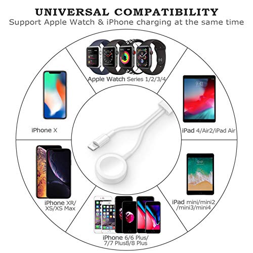 Wireless Charger for Apple Watch Magnetic Charging Cable, 2 in 1 Watch Charging Cable Cord for Apple Watch Compatible for Apple Watch Series 5/4/3/2/1 for iPhone 11/XR/XS/X/8/7-[3.3 FT/1.0M- White] - Thumbnail 4