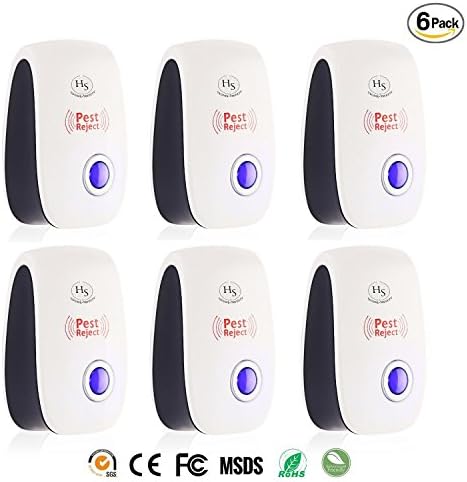 HomeSweety [2018 Upgraded] Ultrasonic Pest Repeller, Electronic Plug-In Ultrasonic Pest Control, Best Pest Repellent for Cockroach, Rodents, Flies, Roaches, Ants, Mice,Spiders, Fleas (6 Packs)