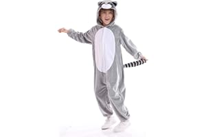 FUNIVALS Unisex Animal Costume Kids，Plush Hooded Animals Pajamas Child，Halloween Carnival Animal Kid Jumpsuit Boys & Girls