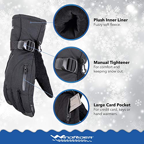 WindRider Rugged Waterproof Winter Gloves Touchscreen Compatible Cordura Shell, Thinsulate