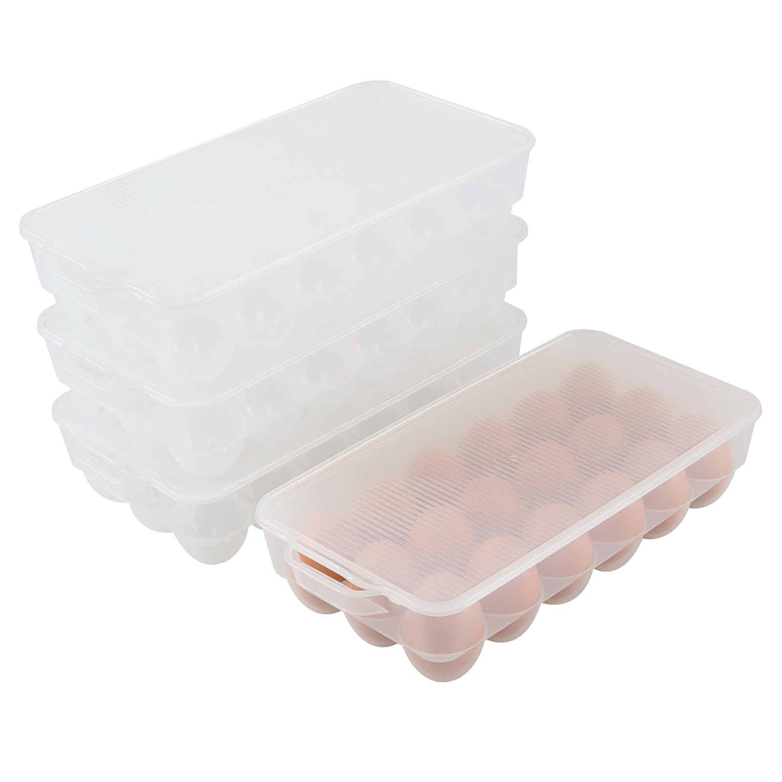 Qqbine Plastic Fridge Egg Trays Storage Container, 4 Packs for Holding 72 Eggs