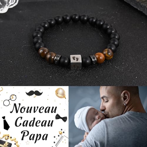 CheersLife Cadeau Futur Papa, Bracelet Annonce Grossesse Papa, Premier Cadeau Fete Des Peres, Bracelet Fete des Peres Homme, Cadeaux Anniversaire Homme 30 40 50 Ans