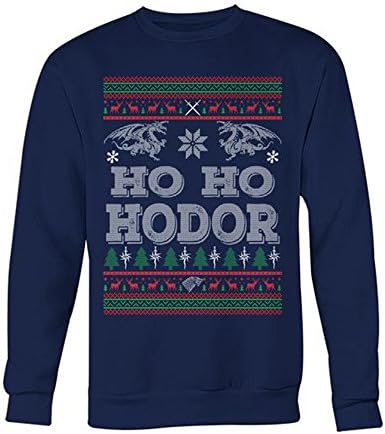 JUMPMAN Ho Ho HoDor Ugly Christmas Sweater Pullover For Men Women Sweatshirt. Coolest Ugly Sweater for Christmas (XL, Navy)