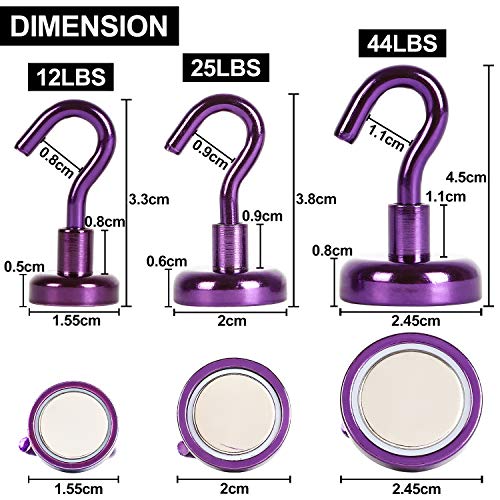 AmHoo Strong Magnetic Hooks Heavy Duty for Indoor Outdoor Kitchen Refrigerator Grill Tools Door Coat Hook Grill Utensils Metal Hanger (Mix Colors,12PCS, 12 LBS)
