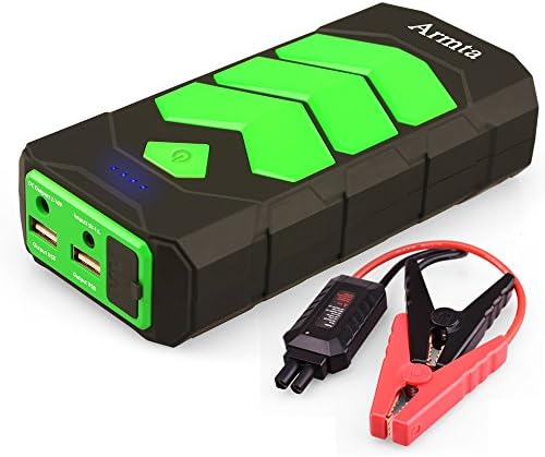 Armta 600A Peak 12v Portable Car Jump Starter with Smart Jumper Cables(Up to 5.0 L Gas or 3.0 L Diesel Engine) Battery Booster with LED Flashlight and SOS , Power Bank with Dual Smart Charging Port